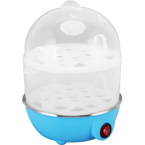 Cuiseur à œufs domestique 350 W, 2 niveaux, 14 œufs par cuisson, arrêt automatique, sécurité, durable, en polypropylène (PP), avec verre doseur. (1/5)
