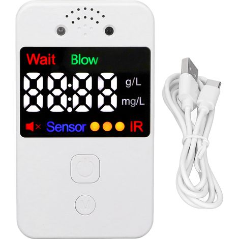 Testeur d'Alcool Digital avec Affichage Écran et Bluetooth - Éthylomètre sans Contact à Annonce Vocale (1/5)