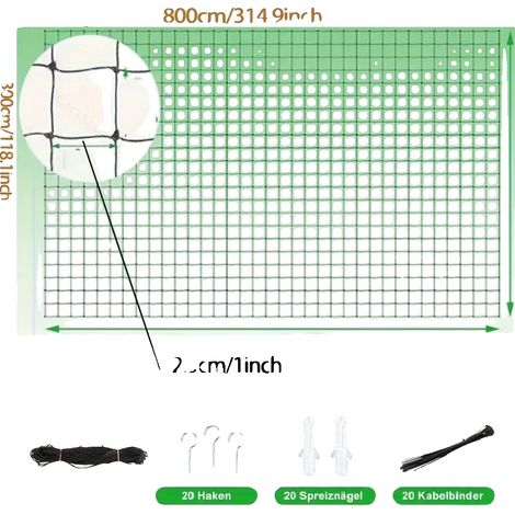 Rete di sicurezza per animali domestici, design a maglia anticaduta, installazione versatile, nera - 3x8 m (1/2)