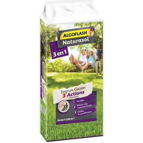 ALGOFLASH NATURASOL Engrais Gazon AG3BIO250 3 Actions Naturanid - 10 kg