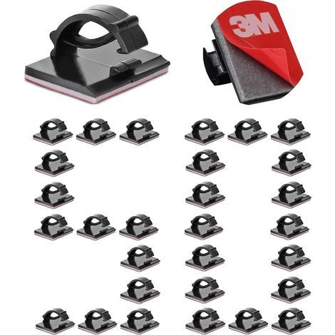 APEX 50 Stück robuste Kabelclips, selbstklebende Kabelbinder mit 3M-Klebeband, Kabelmanagement-Organizer, verstellbarer Kabelhalter für Zuhause, Büro, Autoladegerät (Schwarz) (1/5)