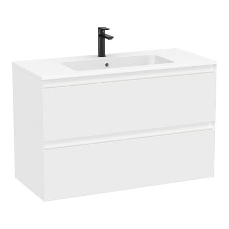 CONJUNTO MUEBLE TENUE 1000 2 CAJONES + LAVABO STONEX BLANCO MATE