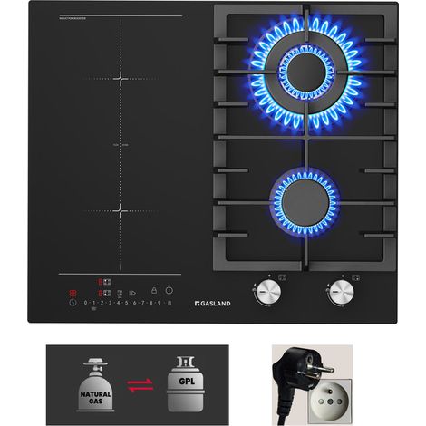 GASLAND GIH604BF Piano cottura misto 4Z 8,7kW, 2 induz.+2 gas, vetro, CE cert. - Resistente (1/5)