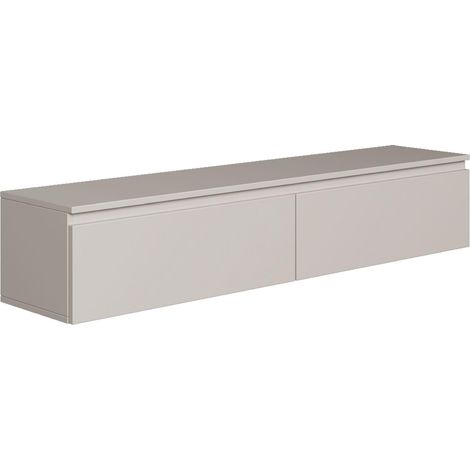 Meuble suspendu minimaliste pour TV, 28,4 x 150 x 31,8 cm, panneau de particules avec bords ABS, deux compartiments à rabat, revêtement mélaminé, idéal pour le salon (1/5)