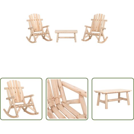 Holzschaukelstuhl - 3-tlg. Garten-Lounge-Set Massivholz Fichte (1/5)