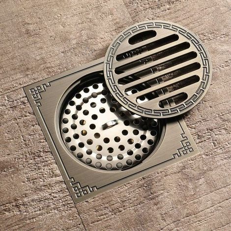 Siphon de sol en bronze anti-odeur, anti-insectes, anti-reflux, grand débit pour salle de bain et WC (1/5)