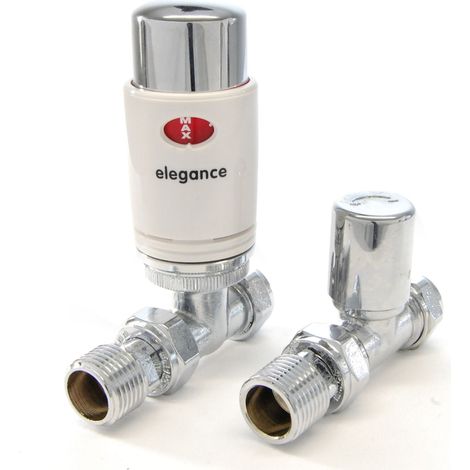 West Elegance TRV Thermostatic Radiator Valve and Lockshield Straight White (1/2)
