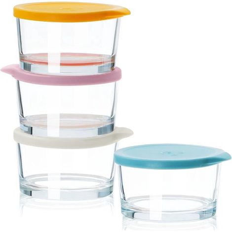 Bols en verre - Lot de 4 - Boîtes de conservation en verre - Boîtes de conservation étanches - Compatibles lave-vaisselle et micro-ondes - Transparent (1/5)