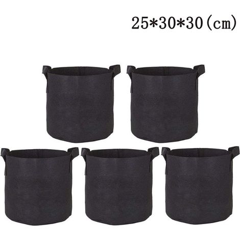 Sacs de plantation - 5 pièces, 10L tissu non tissé poignées pommes de terre tomates fraises - Vert