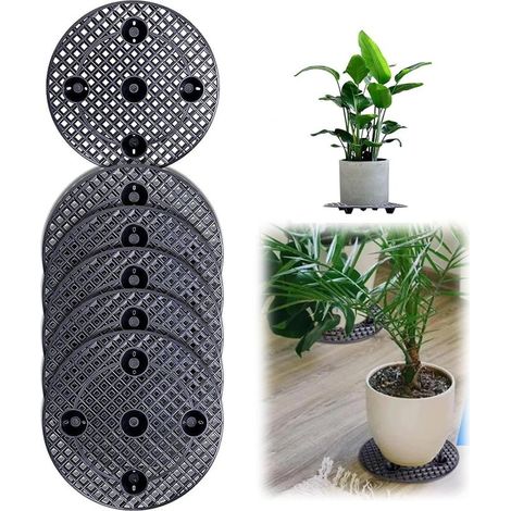 Indoor Plant Stand, High-Quality Plastic Plant Holder with 5 Support Feet, Ø 20 cm/7.9 in, Decor for Indoor and Outdoor Use, Garden, Home, Balcony - Black Mesh - 6 Pieces (1/5)