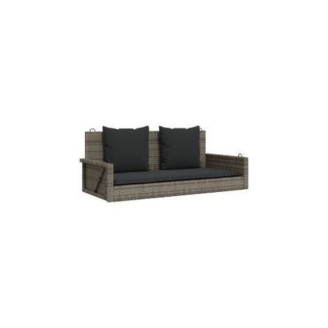 Balancelle avec coussins gris 119x56x48 résine tressée (1/5)