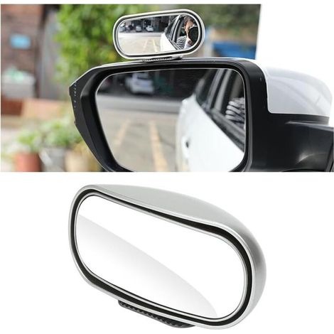 Miroir Convexe Angle Réglable, Miroir Auxiliaire Rotatif à 360° Intérieur Et Extérieur La Voiture, Retroviseur Conduite Accompagnée Retroviseur Angle Mort Pour Tous Les Voitures(Argent) (1/5)