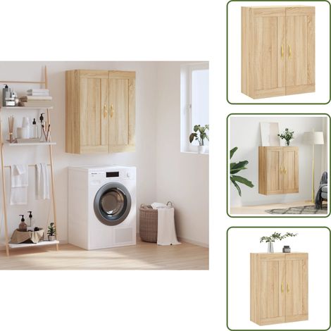 The Living Store Wandschrank Sonoma-Eiche 69,5x34x90 cm Holzwerkstoff - Holzschrank (1/5)