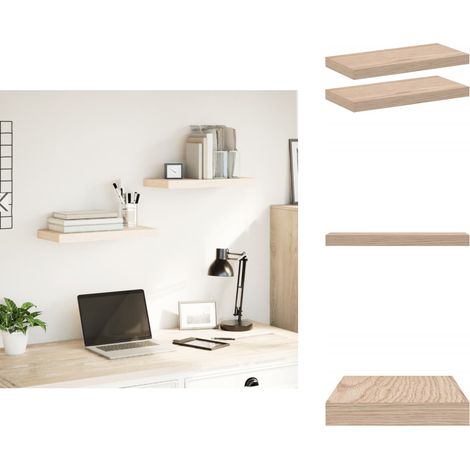 Étagères flottantes 2 pcs 50x23,5x4 cm bois d'ingénierie - Étagère Flottante - Étagères Flottantes - Étagère Murale - Étagère De Buanderie (1/5)