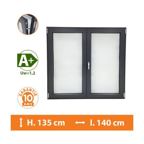 Fenêtre 2 Vantaux Gris - H.135 x l.140 cm (1/4)
