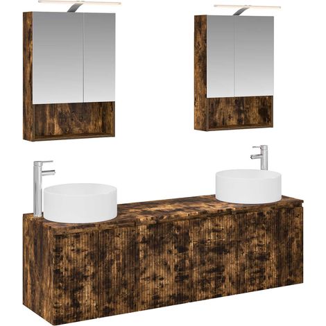Bathroom Cabinet Set 5 pcs Smoked Oak Engineered Wood vidaXL (1/5)