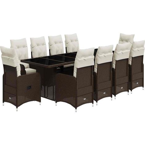 Maison Exclusive - 11-tlg. Garten-Bistro-Set mit Kissen Braun Pol (1/5)