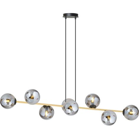 Lampada a Sospensione Gravity, Acciaio verniciato a polvere, Vetro, Nero, Oro, Grigio, 140x100x29 cm (1/5)