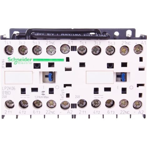 Contacteur inverseur TeSys LP2-K - 3P - AC-3 440V 6 A - bobine 24 V CC - LP2K0601BD