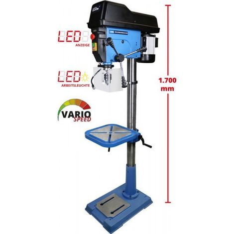Güde – Perceuse à colonne 1100W – Vitesse 500-2200 min-1 – Mandrin B16 1-16 mm – Profondeur de perçage 25 mm – Table réglable 355x355 mm