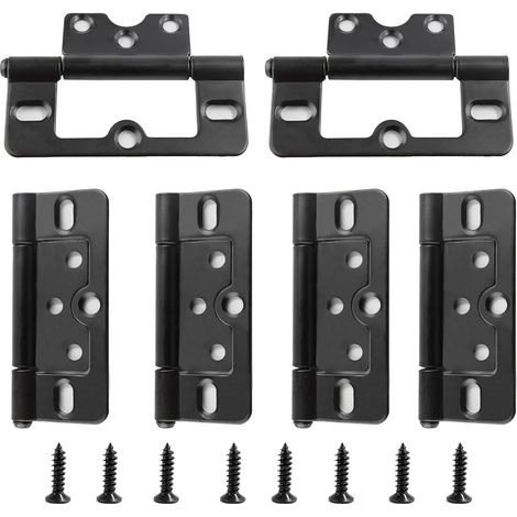 Bisagras sin espiga de 6 x 7,6 cm (3 pulgadas), bisagras para puertas plegables, bisagras de mariposa - negras (1/4)