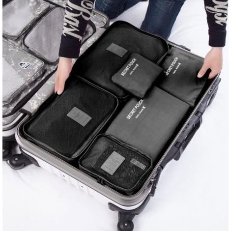 Set mit Reiseorganisatoren für Koffer und Kleiderschränke (6-teilig) – schwarz (1/4)