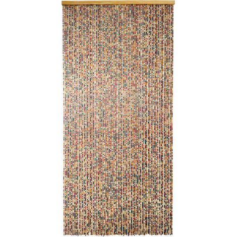 Rideau de porte perles de bois multicolores 90 x 200 cm – 70 bandes carrées – Pour espaces intérieurs – Décoration originale – Morel