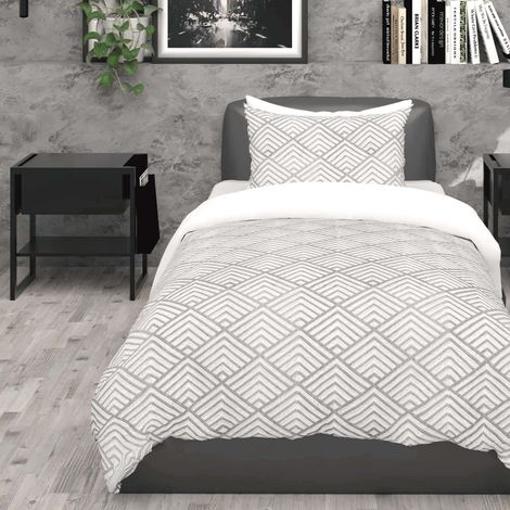 Parure housse de couette 3D microfibre 140x200 cm LAYA gris, par Soleil d'Ocre (1/2)