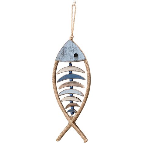 Décoration Maritime en Bois Poisson, Décoration Murale avec (1/5)