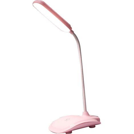 Pinkfarbene LED-Schreibtischlampe, berührungsempfindlich, drei Farbtemperaturstufen, dimmbar, USB-Ladefunktion. (1/5)