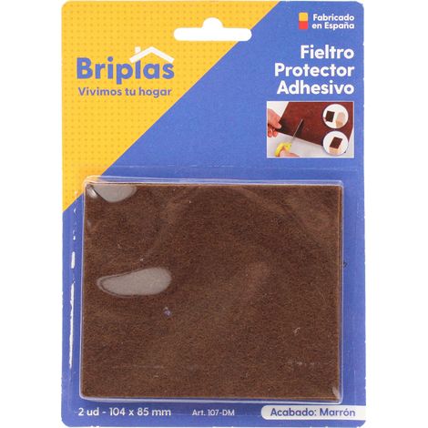 BRIPLAS fieltro adhesivo cuadrados 104x85 mm marron , Fieltro adhesivo 2 cuadrados 104x85 mm Briplas Almohadillas de fieltro autoadhesivo para proteger el suelo del roce de los
