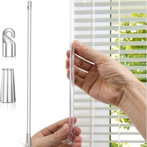 Barre de traction transparente de 30 cm pour store vénitien, tringle pivotante en acrylique pour rideaux, crochet de fixation et accessoires