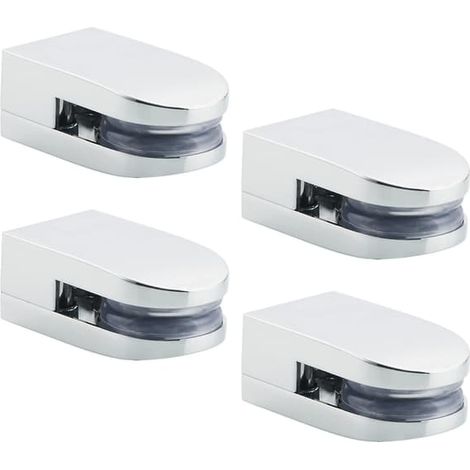 Lot de 4 pinces à verre pour étagère, adaptées aux verres de 5 à 10 mm d'épaisseur. Pinces à verre réglables en forme de D avec dos plat. (1/5)
