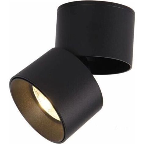 Spot en Saillie Orientable 7W LED Spots de Plafond Plafonnier Aangle Réglable Applique de Plafond Lampe COB,Rotative à 360 ° (Blanc Chaud 3000k) (noir ) (1/5)