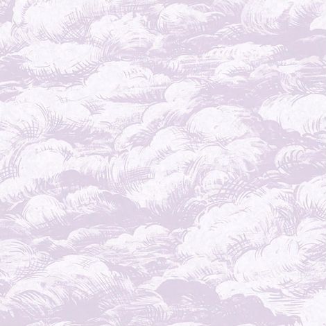 Soft Cloud Wallpaper Paste The Wall Non-Woven White Lilac Kids Bedroom Nursery