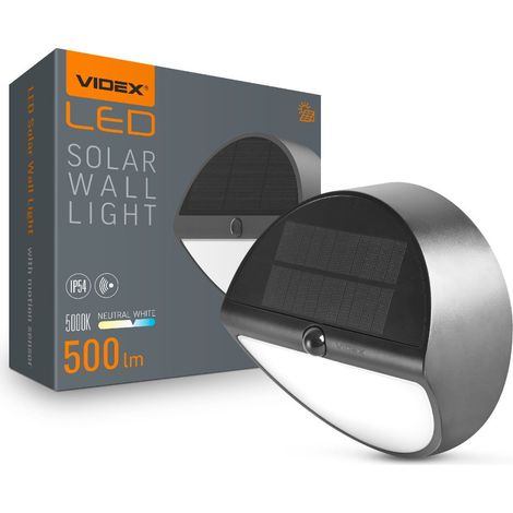 Runde LED Solar Wandleuchte mit Bewegungsmelder 500lm IP54 BHSO Videx (1/5)
