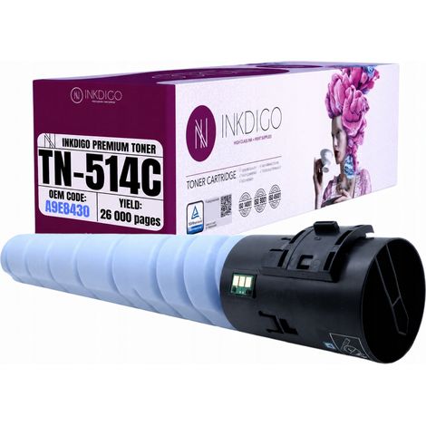 Toner Inkdigo TN514C compatibile con Konica Minolta Bizhub C458 C558 C658, certificato TÜV. (1/5)