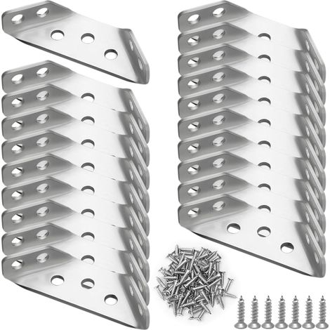 APEX Ensemble de 20 connecteurs d'angle triangulaires et supports de connecteurs trapézoïdaux en acier inoxydable, adaptés aux meubles, tables et chaises. (1/5)