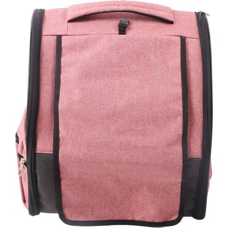 Sac à dos de transport pour animaux de compagnie, multifonctionnel, élégant, léger, respirant, avec cordon de serrage, grand espace, rose rouge. (1/5)
