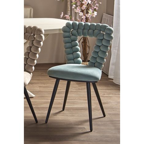 Chaise triangulaire Nimpha en velours bleu 47x47x85 cm (1/3)