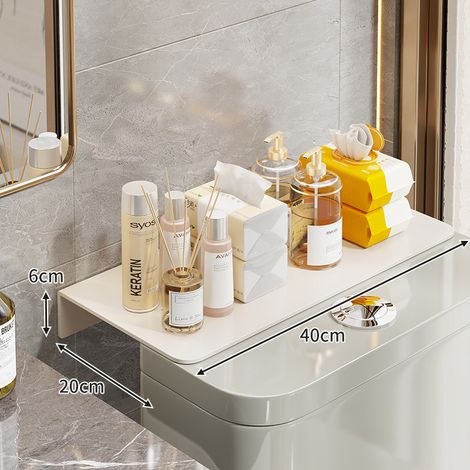 Schmales Wandregal über der Toilette, Wandaufbewahrung für Toilettenpapier, platzsparendes Möbelstück (40x20x6 cm, Weiß)-lsw