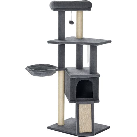 Albero gatto centro attività multifunzione 48 x 40 x 127 cm riposo e tiragraffi design contemporaneo in sisal grigio 210007677