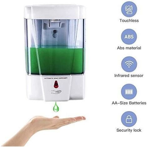 Distributeur de Savon Automatique sans Contact - IR - 700 ML - Blanc (1/4)