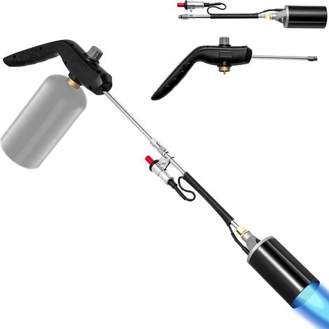 Torche au propane - 1 200 000 BTU - Haute sortie - Torche à mauvaises herbes - Torche avec contrôle de la flamme et bras long amovible de 76,8 cm - Pour jardin, bois, glace, neige, route (1/5)