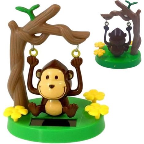 Singe Animal Dansant Solaire, Figurine Solaire Voiture Qui Bouge, Jouet de Danse Solaire, Singe Danseur Solaire Voiture, (1/4)