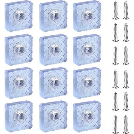 12 Pièces Patin de Chaise Carrés 30mm,Deplace Meuble Tapis Anti Bruit Patin Antiderapant, pour Protection du dol pour Chaises et Meuble,Blanc (1/5)