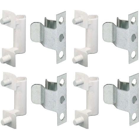 4x loqueteau ressort acier + 4x contre pièce plastique fixation meuble porte bois armoire étagère (1/3)