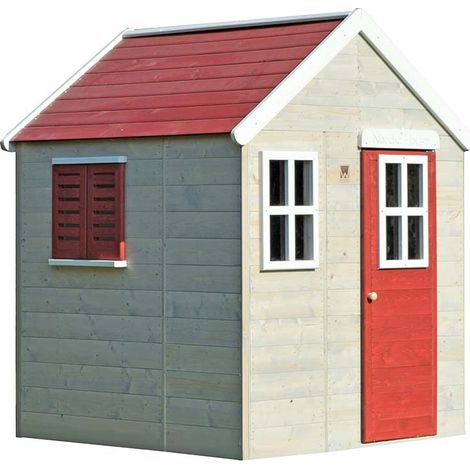 Wendi Toys Holz Spielhaus Gecko Natur 120x120x155 cm (1/5)