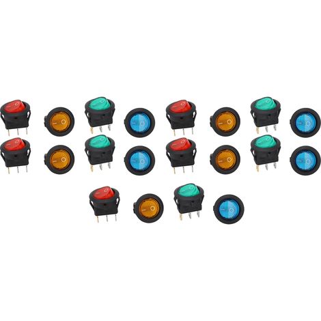 Lot de 20 interrupteurs à bascule ronds 12 V, type œil de chat, KCD1, 3 broches, 2 emplacements, 20 mm (1/5)