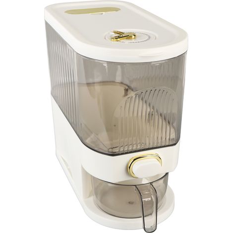 Distributeur de riz, commande par bouton clair, inodore, récipient pour aliments secs avec doseur pour céréales, haricots, blanc S (1/5)